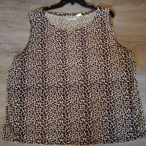 WOMEN’S KATHIE LEE SLEEVELESS Leopard Animal PRINT TANK TOP Blouse SIZE 22/24